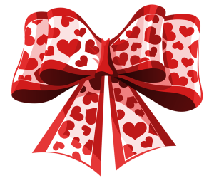 a bow with red hearts